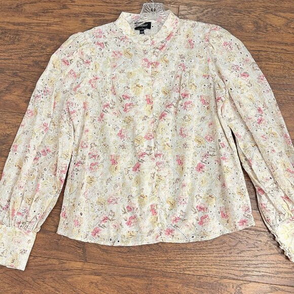 NWT Bardot Button Floral Eyelet Top Large Cottage Embroidered‎ Garden Victorian - Picture 4 of 12